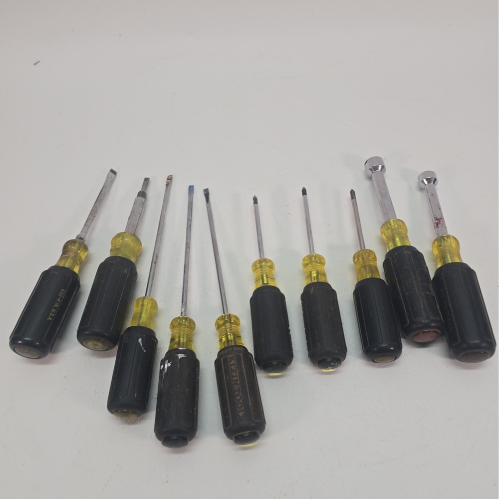 Lot of (10) Klein Tools Philips & Flat Head Screwdriver & Nut Driver Lot